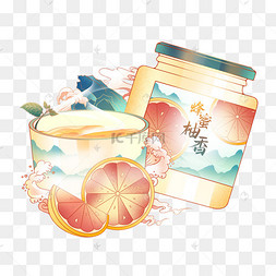 蜂蜜柚子茶简笔画图片