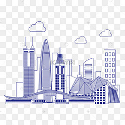矢量线描深圳地标建筑