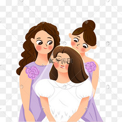 卡通婚礼婚纱照伴娘