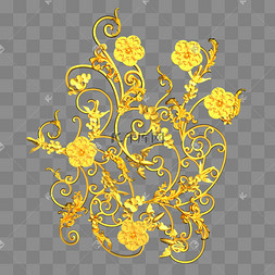描金边金色花