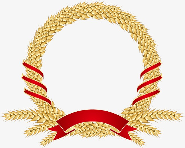 芒种小麦麦穗金色渐变边框矢量免扣元素