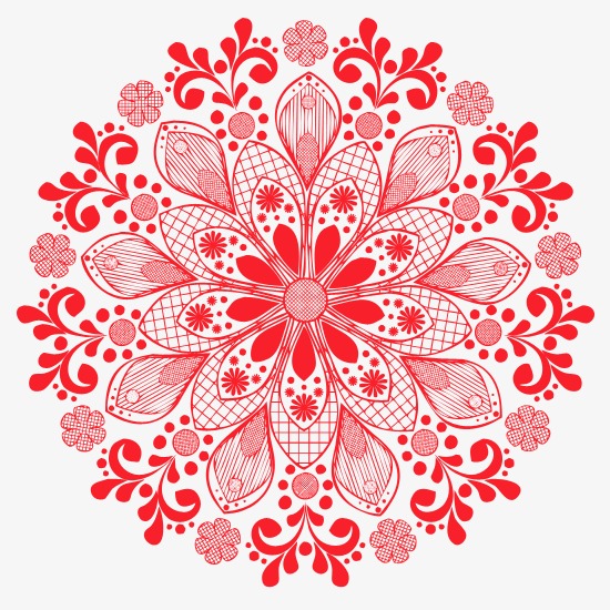 红色印花图案【高清边框纹理png素材】-90设计