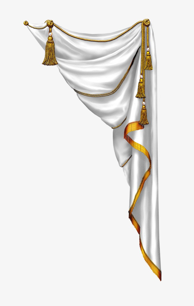 手绘卡通中国风素材 白色帘子帷幕