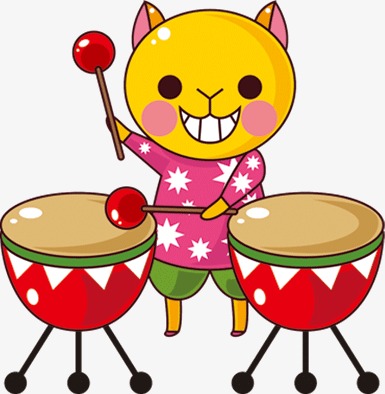 卡通小猫敲鼓