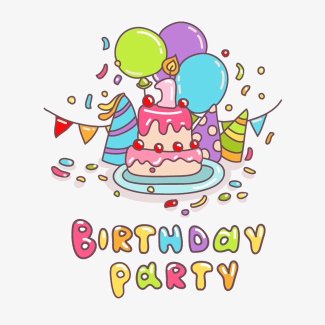 节日装饰 生日快乐 手绘 气球 礼物 卡通