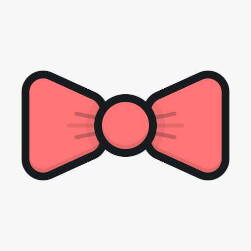 简约卡通手绘粉色绿色蝴蝶结领结元素设计