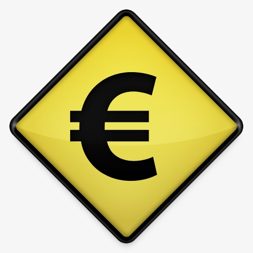 欧元黄色道路标志图标
