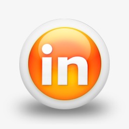 linkedin标志有光泽的橙色球体的社交媒体