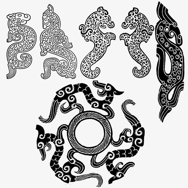 创意古典民族神龙图腾花纹元素设计