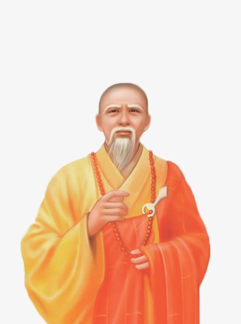 中国风山河江海图和尚垂钓水墨画