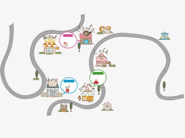 卡通路线图png素材-90设计