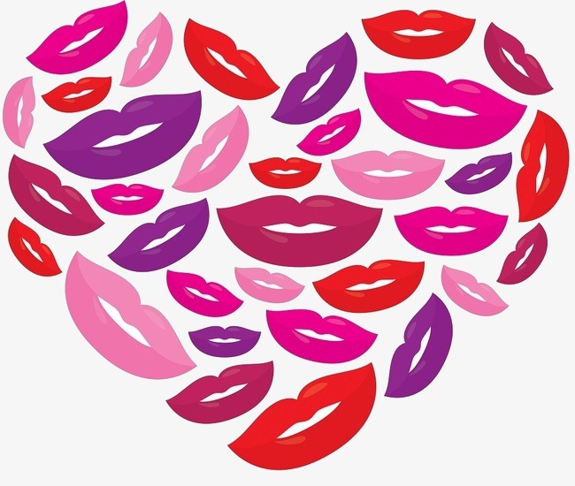 嘴唇组成的心形