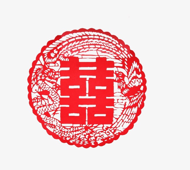 红色民族风喜字传统中式婚礼背景素材