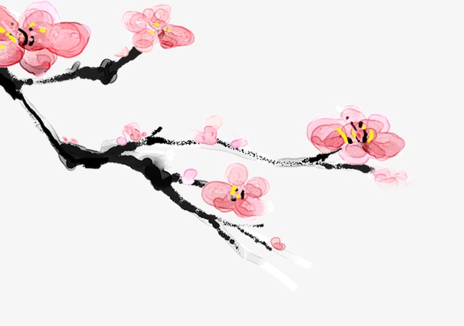 中国风梅枝梅花png素材-90设计