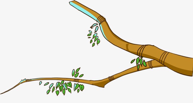 卡通蓝白装饰树干植物插画树枝元素