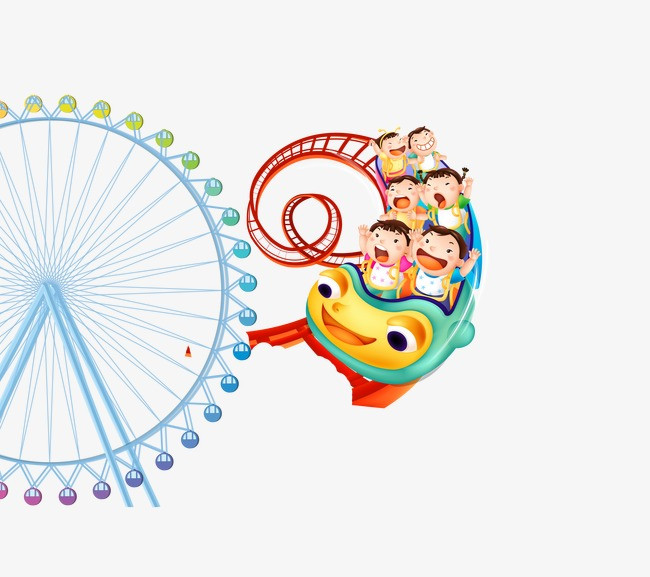 游乐园过山车场景插画素材