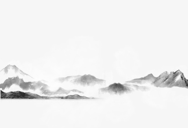群山,水墨画