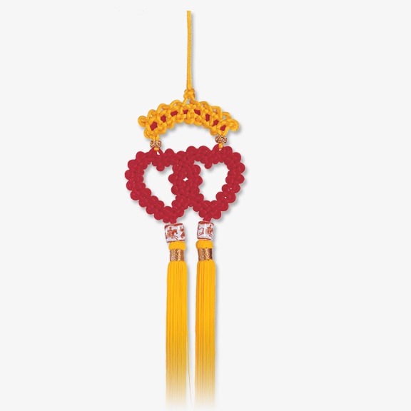 七夕情人节手绘树枝同心结插画