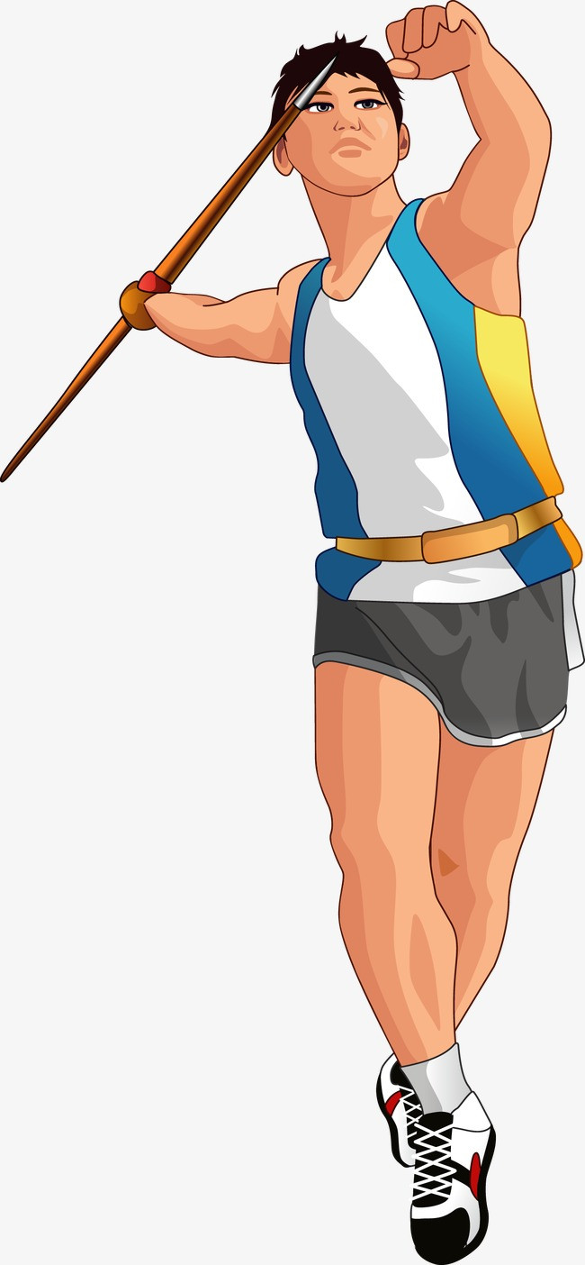 纯原创手绘奥运运动女子标枪扁平插画