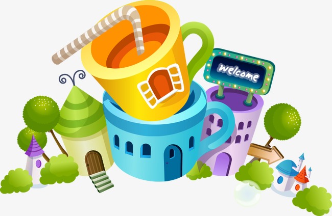 房子卡通手绘古代建筑免扣装饰元素