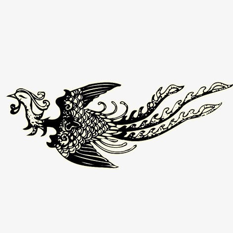 凤凰红色线条底纹古典暗纹免抠装饰元素