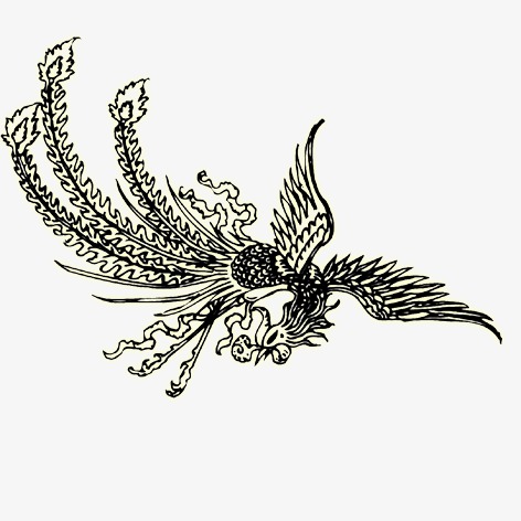 凤凰红色线条底纹古典暗纹免抠装饰元素