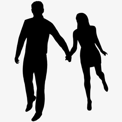 情侣黑色剪影