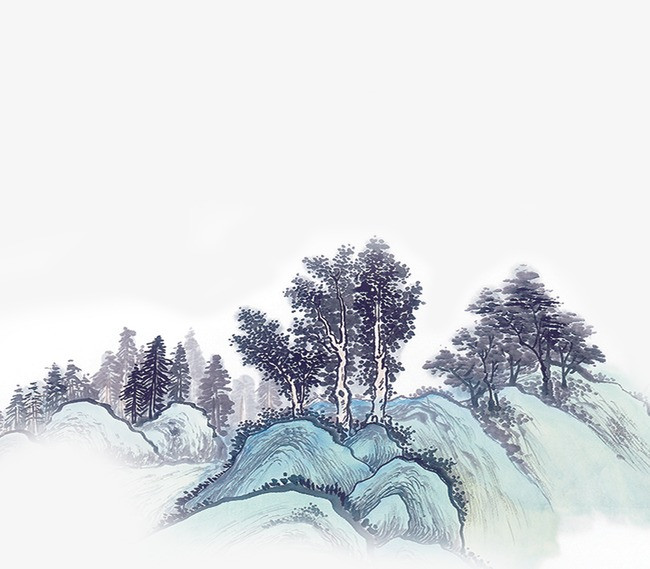山水水墨画_山水png素材-90设计