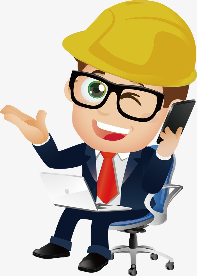 五一劳动节工程师看图纸工作素材插画