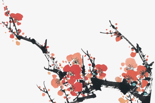 水彩画梅花