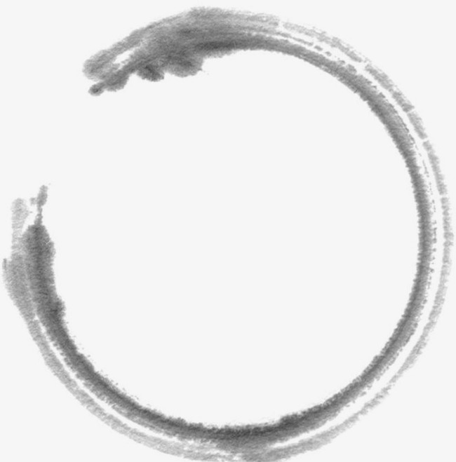 中国风黑色水墨圆形圈圈免扣素材