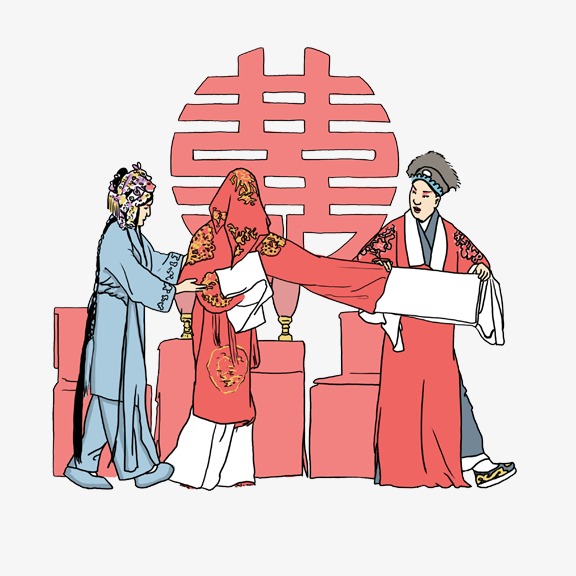 红色民族风喜字传统中式婚礼背景素材