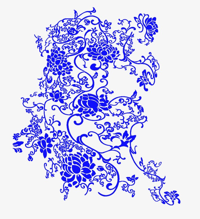 背景花纹_青花花纹png素材-90设计