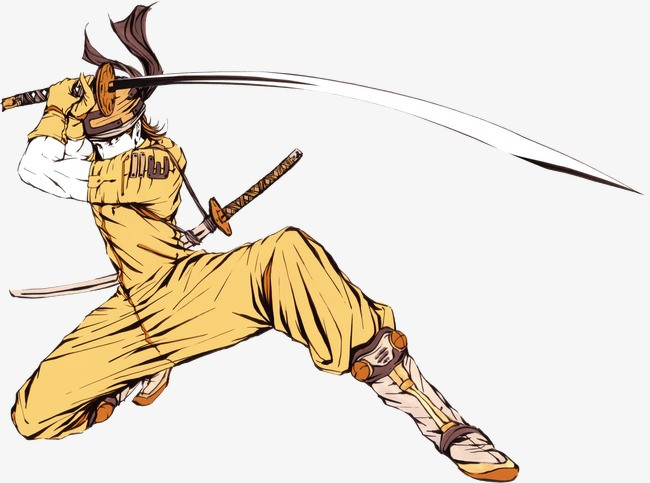 日本水彩武士png素材-90设计