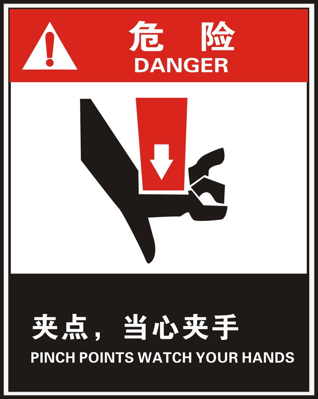 危险夹点,当心夹手标志,标志