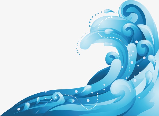 蓝色浪花【高清装饰元素png素材】-90设计