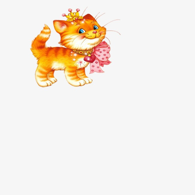 戴着铃铛的黄色卡通猫