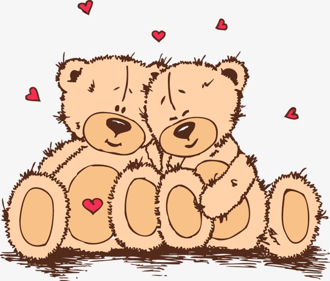 红色心形卡通小熊 图案