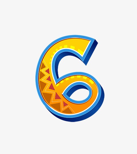 橙色手绘字母数字6