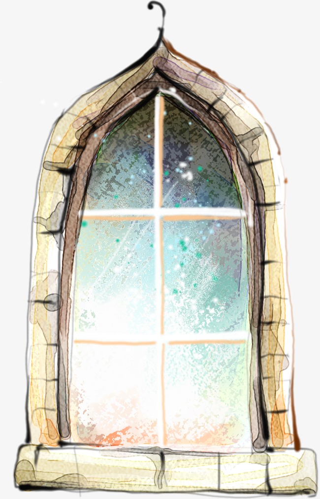 白色透明阴影装饰窗户卡通手绘元素