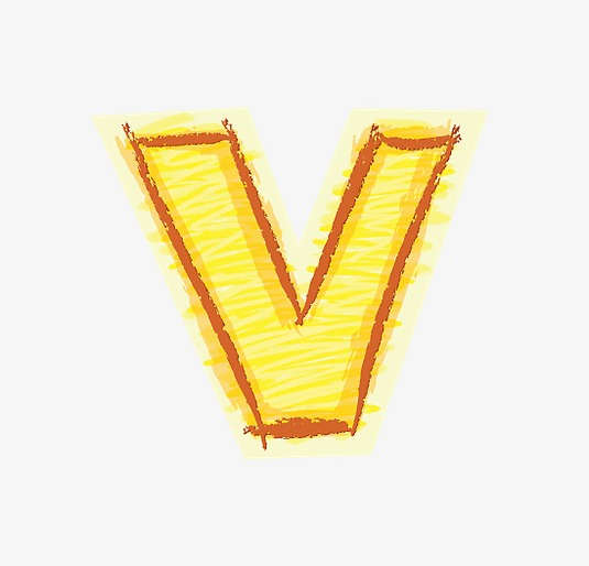 橙色手绘字母v