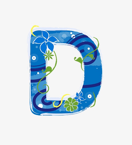 卡通欧式简约花纹英文艺术字母d