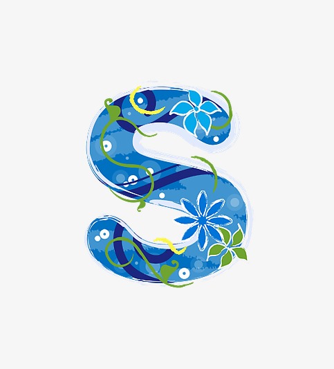 蓝色花纹字母s