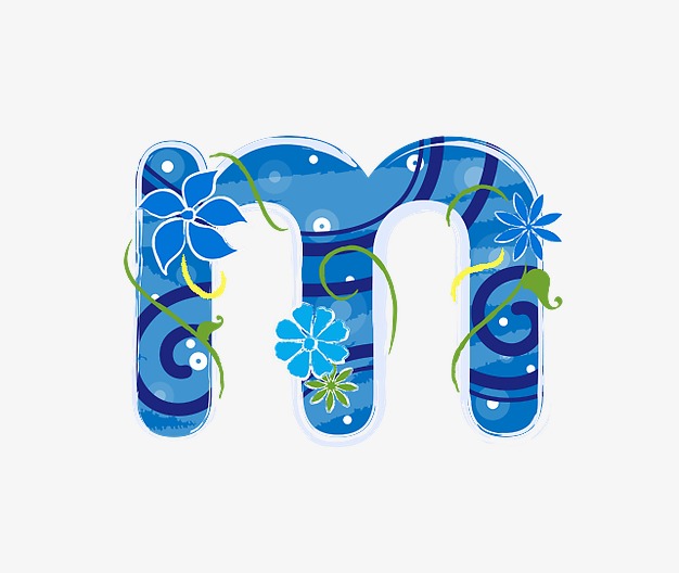 蓝色花纹字母m