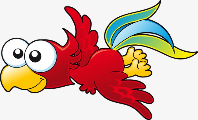 手绘红色大眼鹦鹉图案