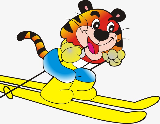 老虎滑冰卡通画图片