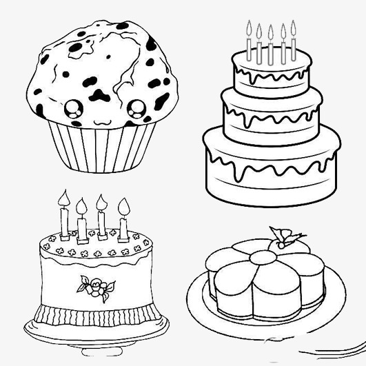 卡通手绘风格美食草莓奶油蛋糕元素