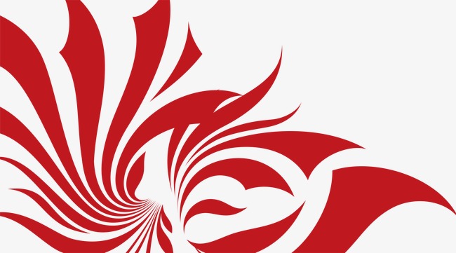 红色线条花纹png素材-90设计
