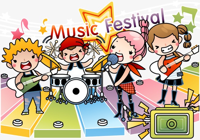 夏日音乐会主题卡通插画