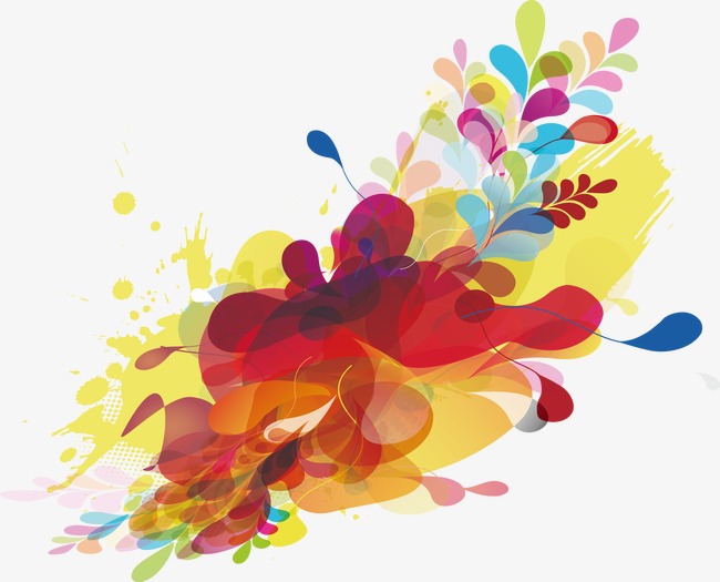 水墨画_彩色潮流元素 水墨画png素材-90设计